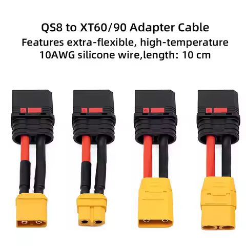 QS8-S Female to XT90 XT60 M/F Plug Connector 10AWG 10CM Silicone Cable for RC Model Car Lipo Battery