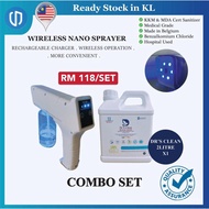 【READY STOCK)】Wireless YBL-003 Nano Mist Spray Gun | Blue Light Disinfectant Gun | Wireless Fogging Gun | Wireless Nano