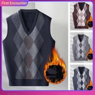 Men Sweater Vest V-neck Sweater Vest Mens V Neck Sleeveless Knitted Sweater Vest Warm Fall Winter Fa