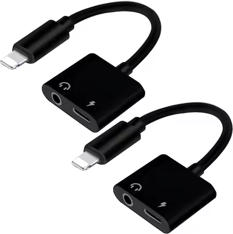 2 Pack Lightning to 3.5mm Headphone Jack Adapter for iPhone, MFi Certified, Aux Audio & Charger Spli