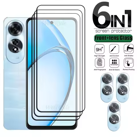 6-in-1 For OPPO A60 Glass OPPO A60 Tempered Glass 9H HD Full Glue Cover Protective Film Screen Prote