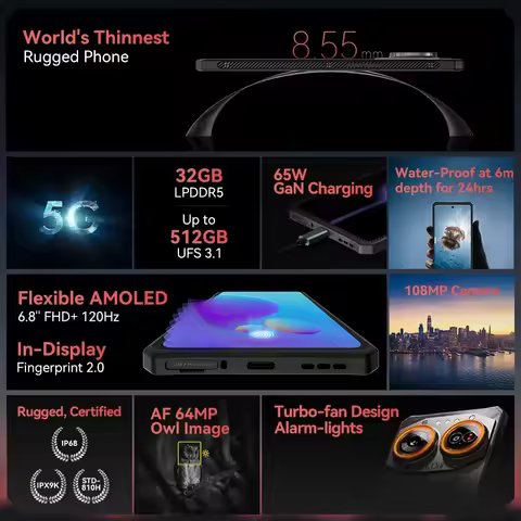 IIIF150 Air2 Ultra 16GB+512GB 5G Rugged Phone Ultra-thin 6.8''FHD+ 120Hz Flexible AMOLED Screen 108M