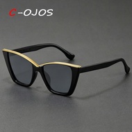 Angular Cat Eye Sunglasses with Metal Trim Eye Catching Everyday Fashionable Glasses for Both Men an