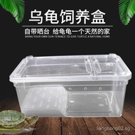 Reptile Breeding Box Amphibian Box Small Turtle Tank Gecko Horned Frog Box with Basking Platform Pla