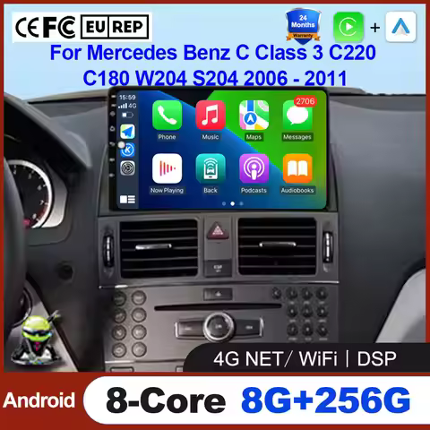 Android OS For Mercedes Benz C Class 3 C220 C180 W204 S204 2006 - 2011 Car Auto Wireless Carplay Rad