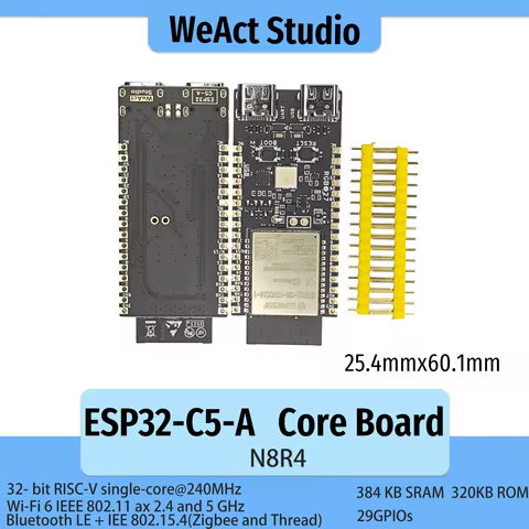 ESP32C5-WROOM1-N8R4 Espressif Systems 2.4 & 5 GHz Dual-Band Wi-Fi 6 WeAct ESP32-C5-A Development Boa
