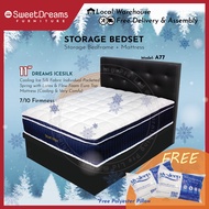 A77 Bed Frame + 11" Ice Silk Cooling Latex TOP Mattress Bundle Package | Storage | Divan | 4 Size Available