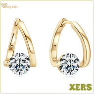 [XERS] Wong Regen 18K Vergulde 925สเตอร์ลิง Zilver Vvs1 6.5มม. เพชรโมอิสจริง D Diamant Oorringen Bru