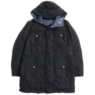 【持續好評】成色極佳： BURBERRY LONDON雙面Logo紐扣連帽羽絨服，黑/藍，M碼，正品，男士