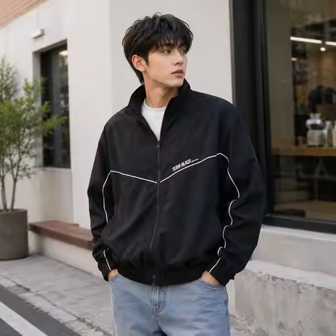 Korean Manhwa Jinx Team Black Windbreaker Jacket Men Women Sports Coat Loose Track Activewear Joo Ja