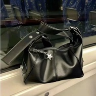BagVibe Edgy Dumpling Bag 2025, Biker Chic PU Underarm Bag, Retro Pillow Shoulder Bag | Beg Tangan E