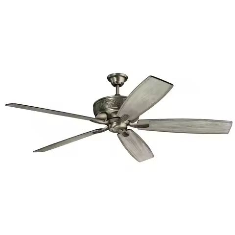 70 inch 5-blade ceiling fan - polished antique white tin