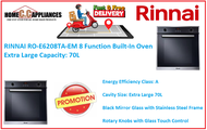 RINNAI RO-E6208TA-EM 8 Function Built-In Oven / Extra Large Capacity: 70L/ Free Delivery /