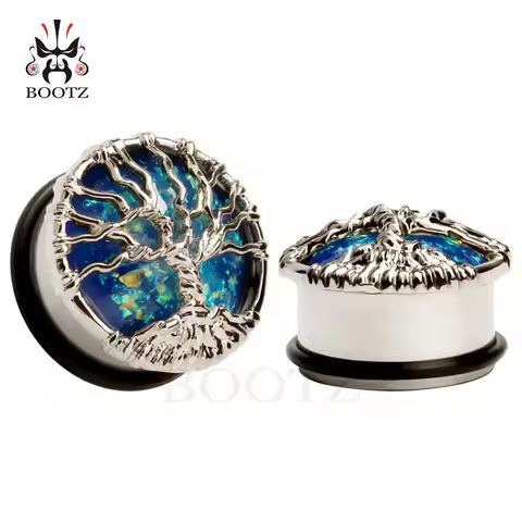 KUBOOZ Ear Plug Tunnels Gauges Piercing Body Jewelry Wishing Tree Stainless Steel Expander Stud Fash