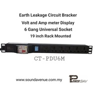 ELCB & Volt Amp Meter 19 Inch Server Rack mounted PDU 6 Gang Universal Socket (Power Distribution Un