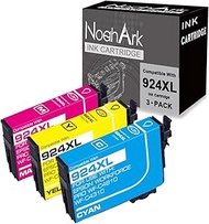 NoahArk 3 Packs 924XL Remanufactured Ink Cartridge Replacement for Epson 924 T924XL High Yeild for W