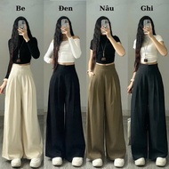 High-quality gold wide-leg pants, soft fabric, wide-leg trousers with back zipper, standard form-fit
