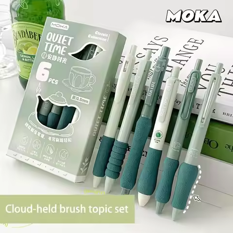 6PCS/Box Soft Cloud Grip Press Gel Pen ST Tip Quick Drying Neutral Pen Student Specific 0.5mm Black 