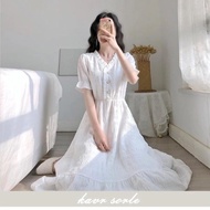 Alice Dress Putih Midi White Casual Simple Korea Style Import Korean