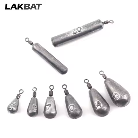 LAKBAT Fishing Weight 20PCS 3.5g 5g 7g 10g 14g 20g Tube Bullet Quick Rod Jig Head Casting Metal Tack