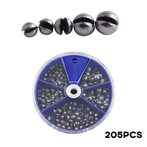 Lead Fishing Sinkers 205pcs Open Lead Pendant With Storage Box 0.2g 0.3g 0.4g 0.6g 0.8g For Casting 