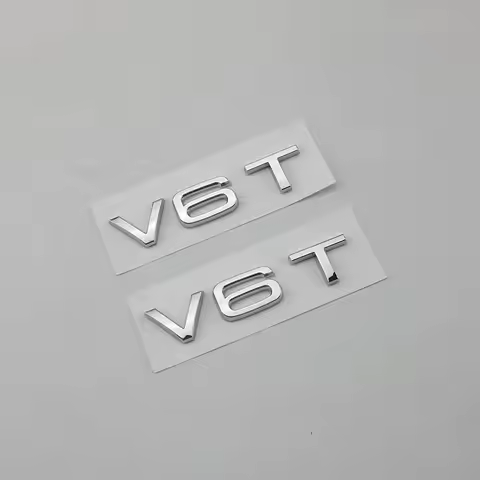 3d ABS Chrome Black V6T Logo Number Letters Car Fender V6 T Emblem Badge Decal For A6 C7 A4 4 S4 V6T