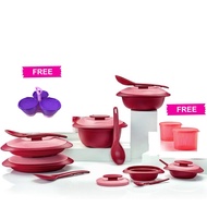 Tupperware Petit Royal Red Serving Set without box - 1set 6pcs Limited With Free Condimate Purple &amp; Texture Canister 2.4