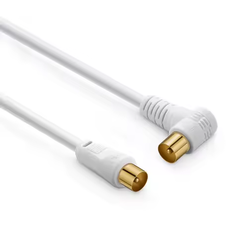 Digizulu Satellite Antenna Cable 90 Degree TV 9.5mm RG6 Coaxial Cable Flylead Aerial Male to Male RF