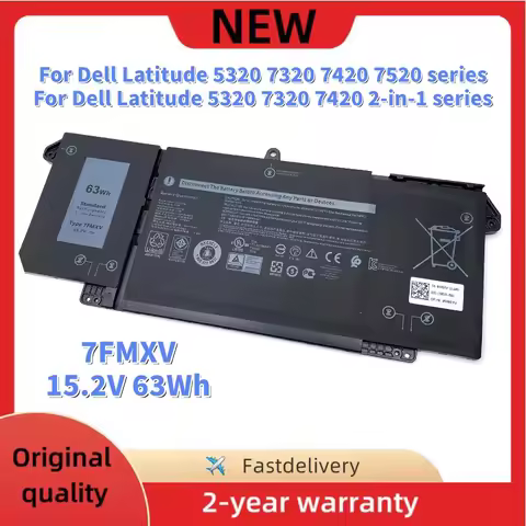 15.2V 63Wh 7FMXV Laptop Battery For Dell Latitude 5320 7320 7420 7520 2-in-1 series 4M1JN TN2GY 1PP6