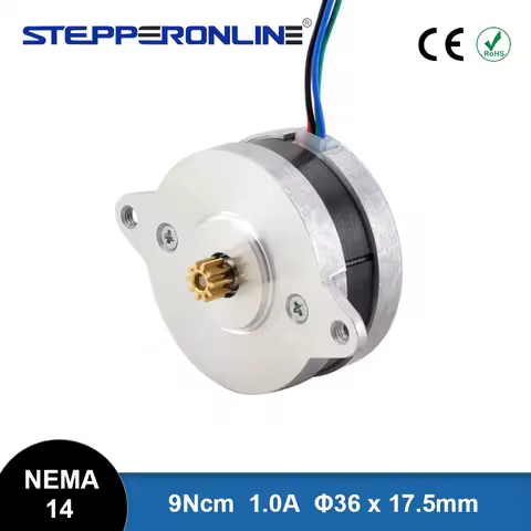 STEPPERONLINE Round Nema 14 Stepper Motor Bipolar 0.9deg 9Ncm(12.75oz.in) 1A Φ36x17.5mm 4 Wires for 