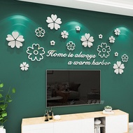 [DDM] Flower Mirror Cover Ugly Hole Repair Decorations Warm Living Room TV Sofa Background Wall 3d Stereo Acrylic Wall Sticker