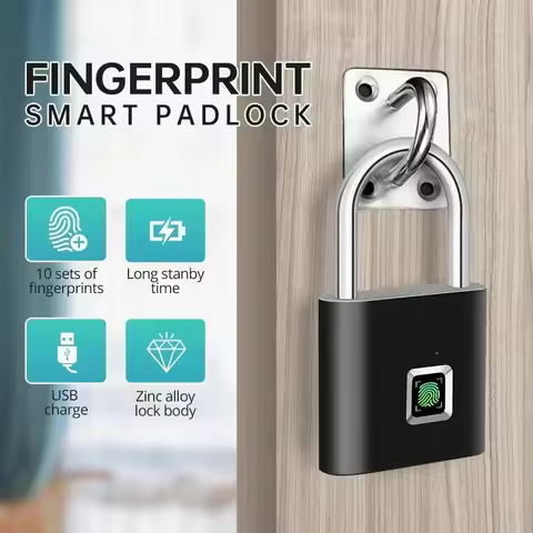 Keyless USB Charging Fingerprint Lock Smart Padlock Waterproof Door Lock 0.2sec Unlock Portable Anti