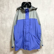 古著 Gerry 長袖標誌刺繡山地派克大衣，尼龍夾克，藍色和灰色，M 碼