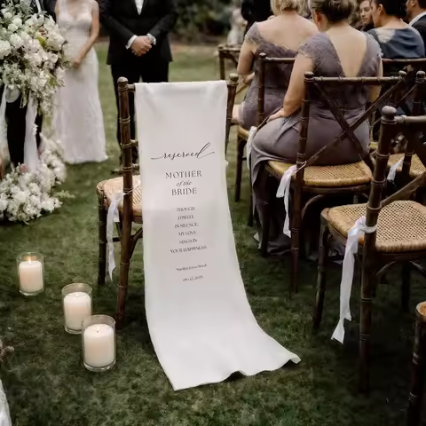 personalized Memorial Chair Sign Wedding Reserved Seat Banner Dark Chair Banner Remembrance Wedding 