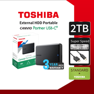 Toshiba External HDD (1/2/4TB) รุ่น (Canvio Partner Type C) For Mac PC IPad ProTablets USB 3.2 ฮาร์ด