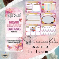 Set Keceriaan Kelas 7 in1 Bunting Pintu Carta Organisasi Carta Ganjaran Jadual Waktu Parking Lot Jad