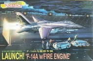 Dragon 1/144 (4020) F-14A (附~完整F-14A*1甲板底台*1地勤人員*7及消防車*1)