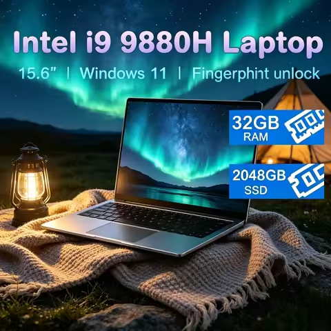 15.6" Large Screen Gaming Laptop Intel I9-9880H 32GB RAM 2TB SSD Win11 Pro Portable Business Study C