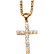 Unisex's Stainless Steel Punk Cross Inlay Zircon Pendant Necklaces with Chain SPWI