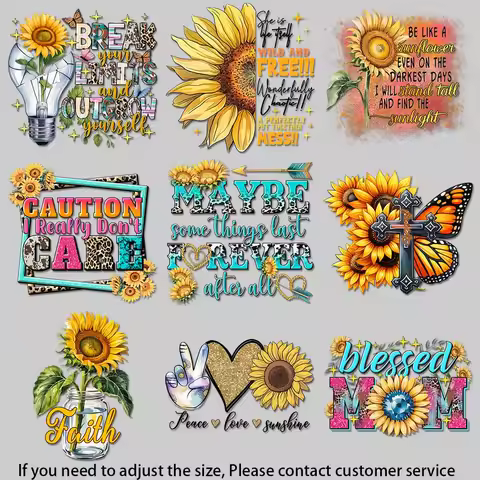 Vibrant Sunflower DIY Iron On Transfers for T-Shirts Bags Pillows Motivational Quotes Blessed Mom Wi
