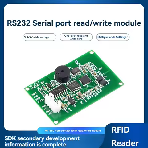 AAAEL-RFID Reader Writer Module 13.56Mhz IC Card Reader S50 Card Reader ISO14443A RS232 Support Wind
