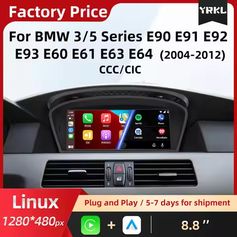 For BMW 3/5 Serie E90 E91 E92 E93 E60 E61 E63 E64 Android Auto Wireless Carplay Monitor Car Radio Vi