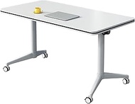 YVYKFZD Folding Conference Table, Flip Top Mobile Training Table, Meeting Table with Silent Wheels, 