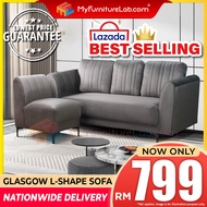 【READY STOCK】𝐌𝐘𝐅𝐔𝐑𝐍𝐈𝐓𝐔𝐑𝐄𝐋𝐀𝐁®: GLASGLOW NEW L Shape Sofa Ruang Tamu Sofa 3 Seater 4 Seater Home Living Furniture