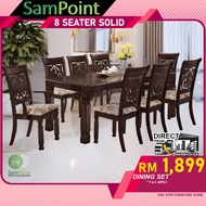 SamPoint_8 Seater Solid Wood Walnut Dining Set_1+8_ Ready Stock