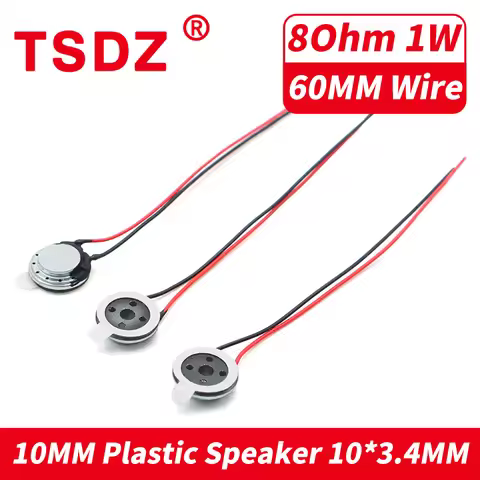 10PCS/lot Diameter 10MM Plastic Inner Tape Wire 60MM Small Speaker 8R 0.5W Micro Speaker With Double