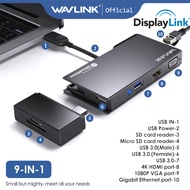 Wavlink USB3.0 Mini Dock 9-in-1 Portable Laptop Dock Multiport Adapter with 4K HDMI