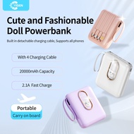 20000mah mini Power Bank Design with Detachable 4 Cable Portable fast Charge for type-c ios Android