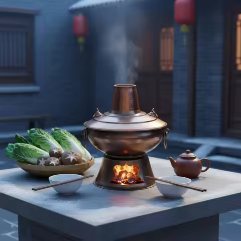 Traditional Beijing Hot Pot Hammered Metal Charcoal Hot Pot Cooking Utensil Handmade Cookware Heat Q