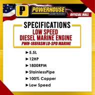 ♞Powerhouse 12HP Low Speed Diesel Marine Engine 1800RPM with Stainless Pipe 12HP 100% Copper PHI